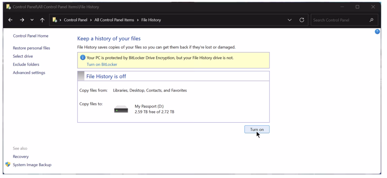 restaurar archivos personales
