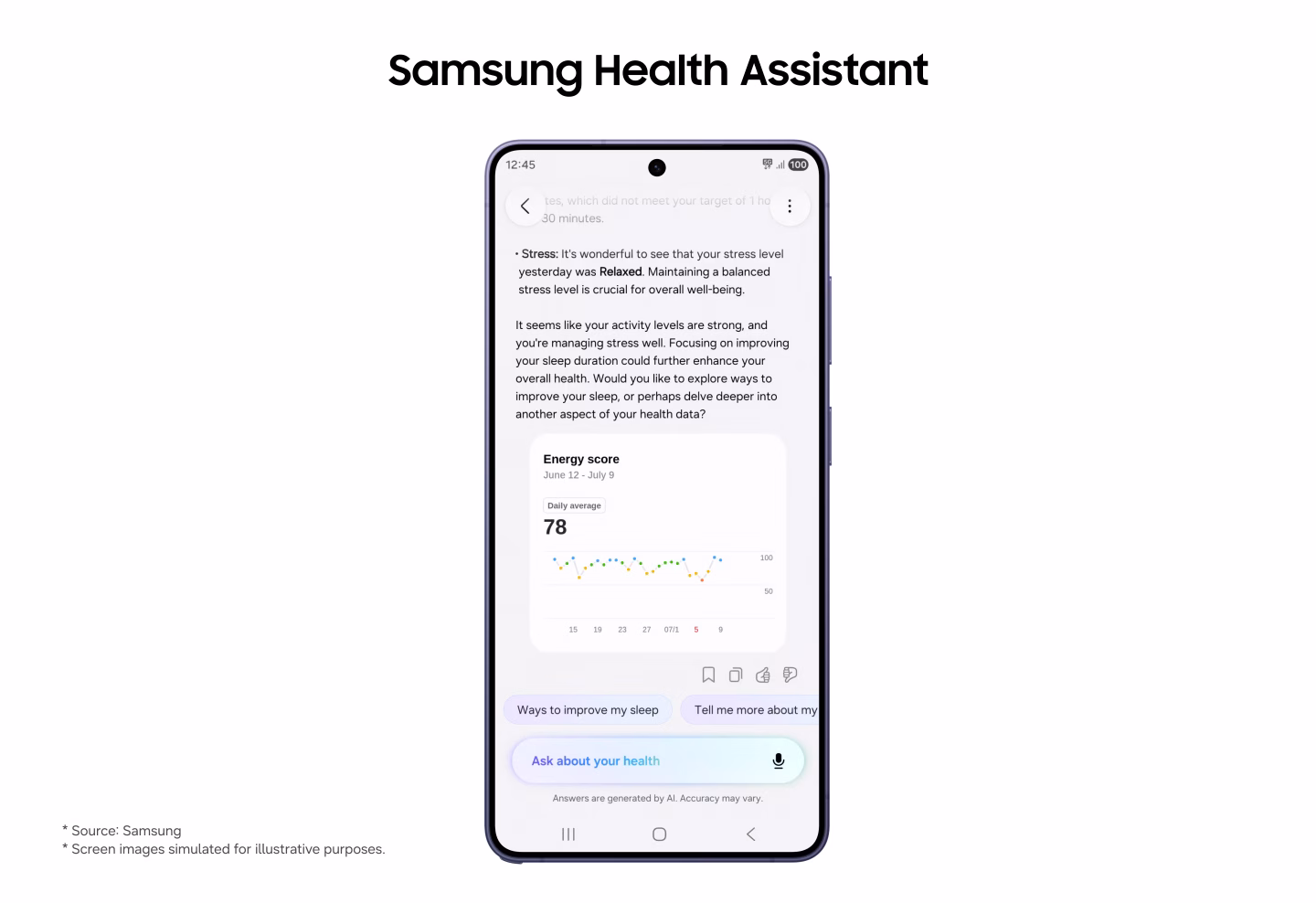 Health Assistant Beta: Primer asistente de salud personal totalmente integrado e impulsado por IA 1 Samsung Health Assistant